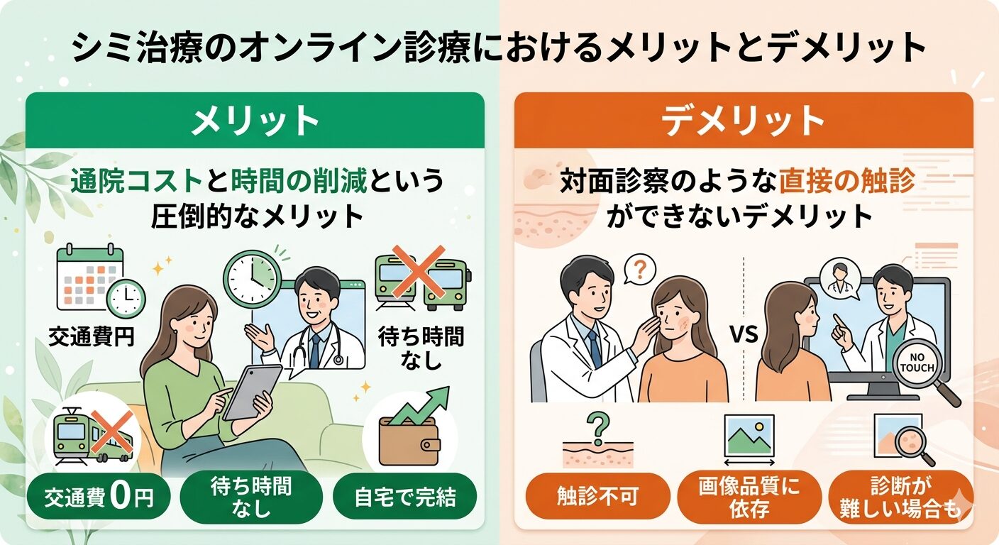 シミ治療のオンライン診療におけるメリットとデメリット