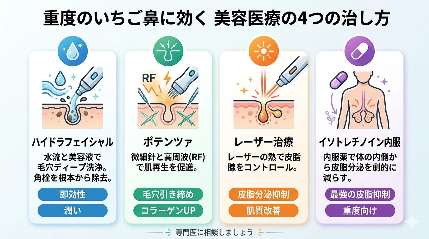 【美容医療で即効】重度のいちご鼻にも効果的な4つの治し方を紹介します！