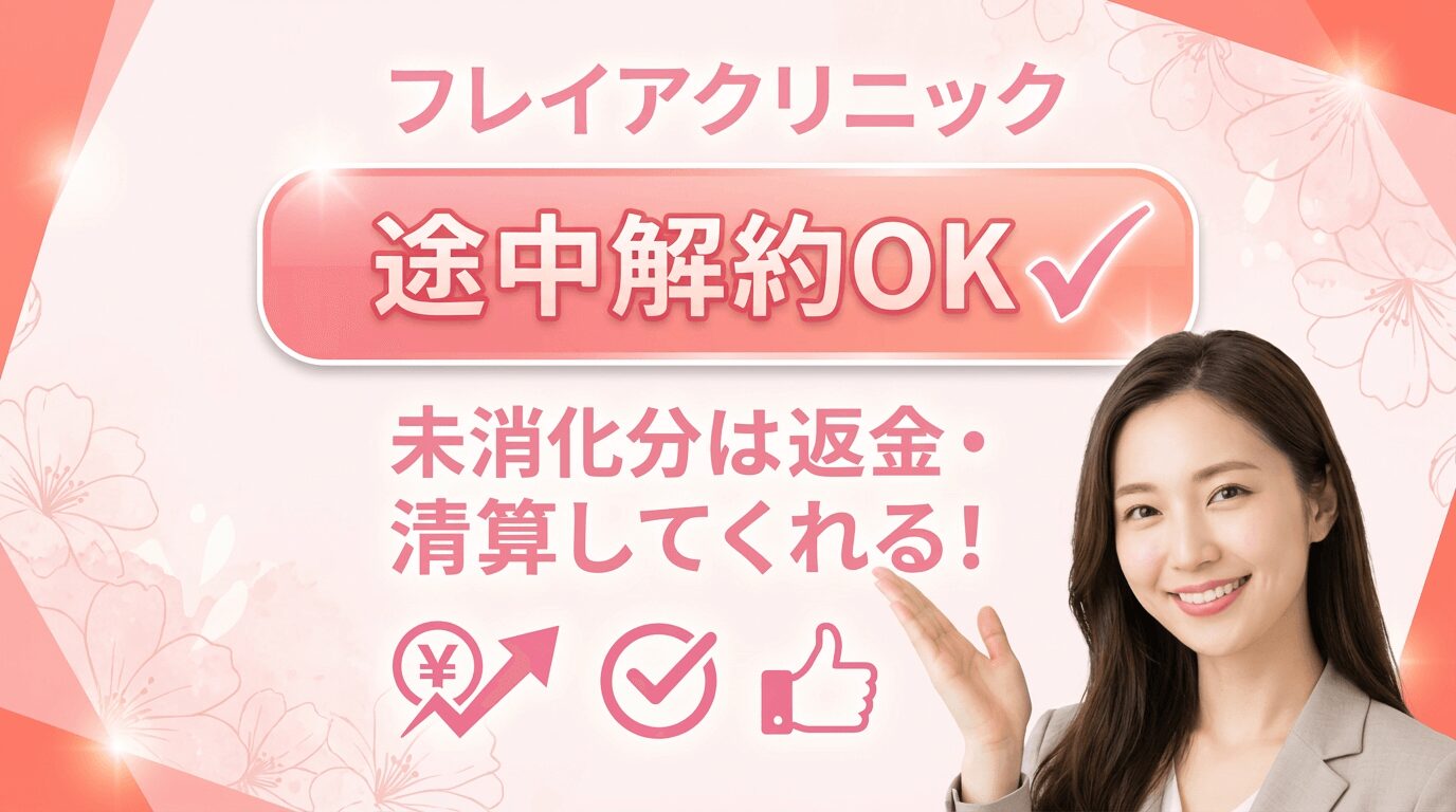 フレイアクリニックは途中解約OK。破産・倒産に備えた前払金保証制度も充実！ 