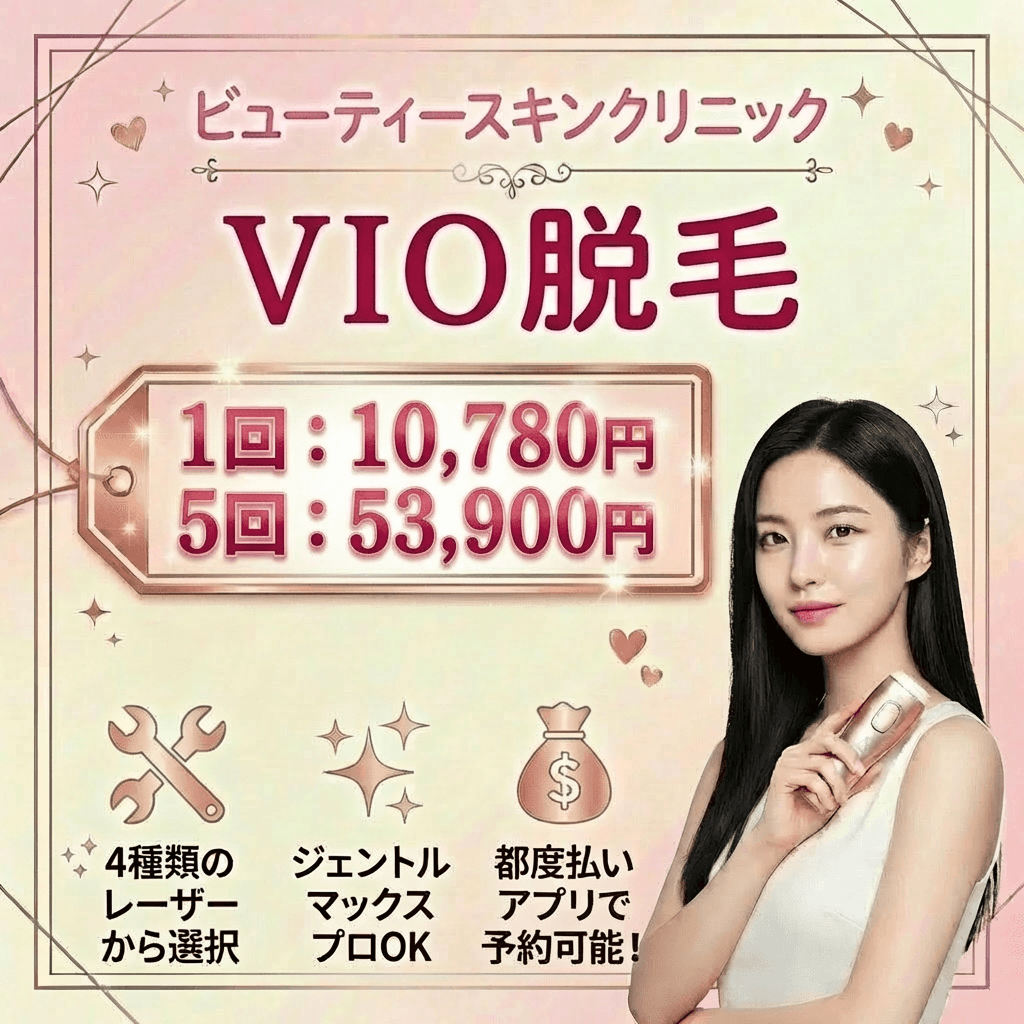 9.ビューティスキンクリニック新宿院｜選べる4波長VIO脱毛を5回53,900円の低価格で掴む
