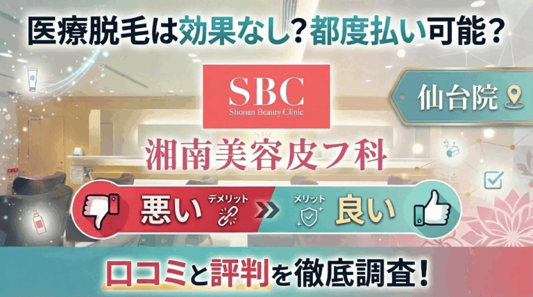 【医療脱毛は効果なし？】SBC湘南美容皮フ科® 仙台院の悪い＆良い口コミを実際の通った人のレビューから徹底調査した結果！