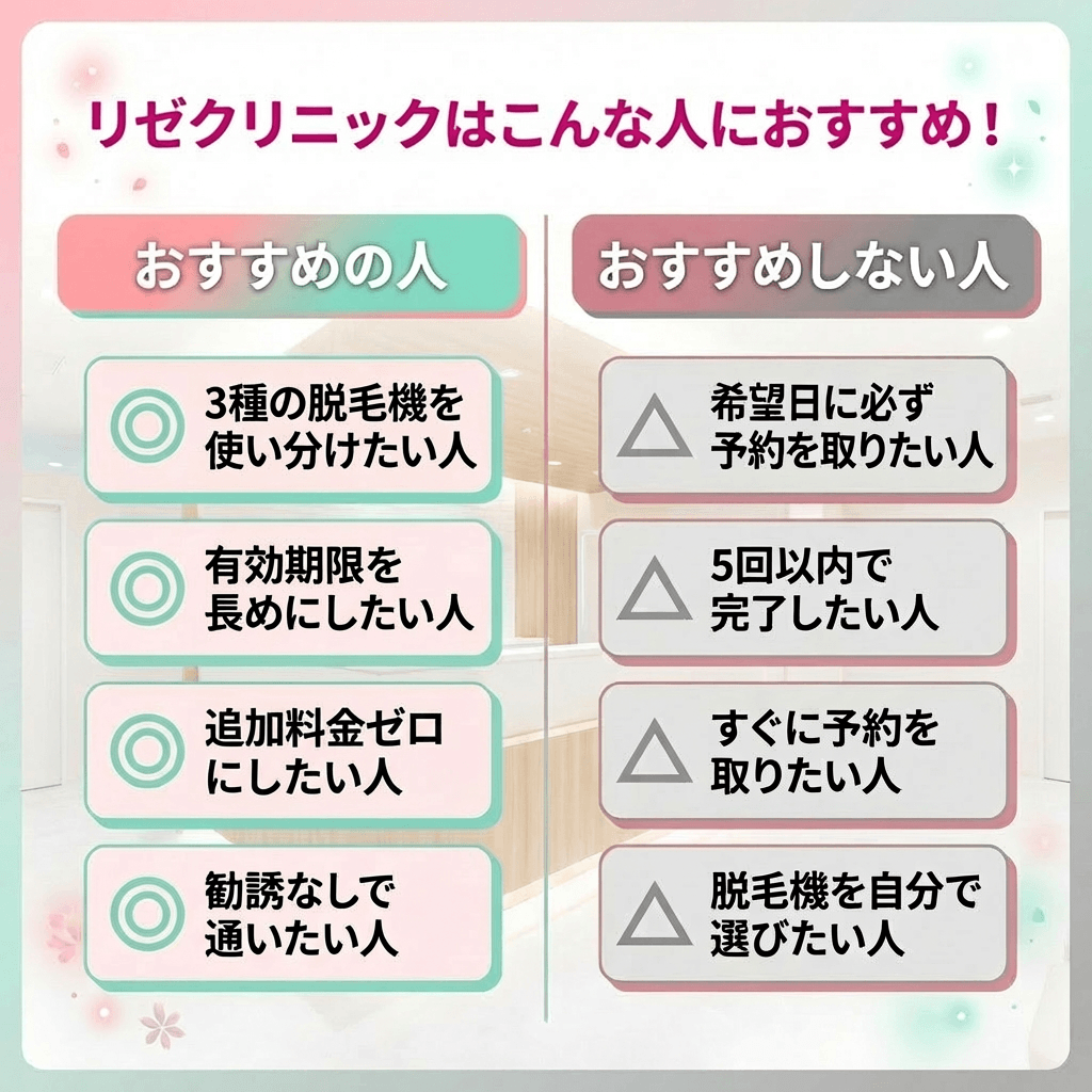 リゼクリニックの脱毛効果はぶっちゃけどう?おすすめする人・おすすめしない人