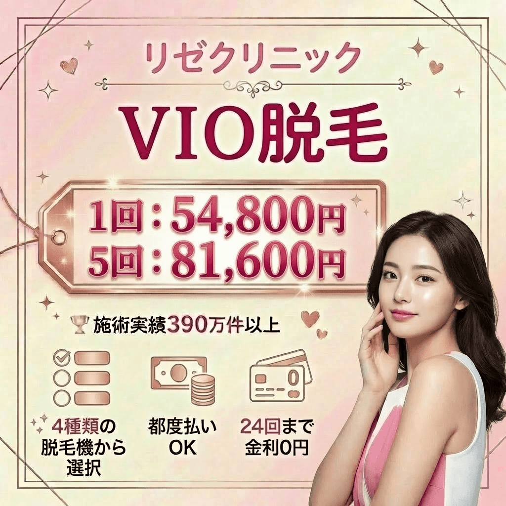 4.リゼクリニック新宿東口院｜全身もセットのVIOプランなら分割金利が24回までゼロで組める！