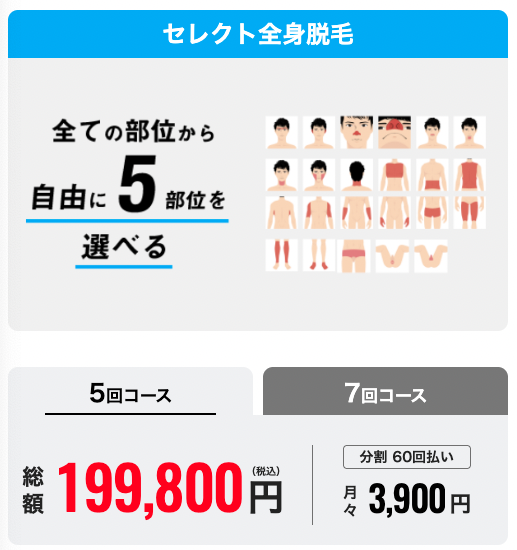 メンズリゼ_全身脱毛_セレクト_5回