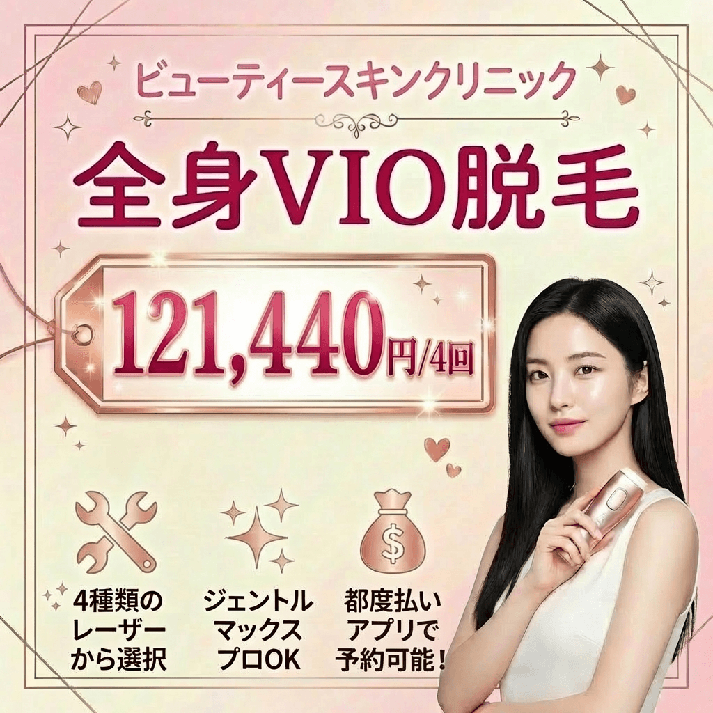 ビューティスキンクリニック新宿院｜選べる4波長全身脱毛を5回14万円台の低価格で掴む