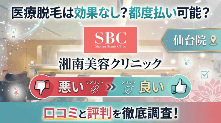 【医療脱毛は効果なし？】SBC湘南美容クリニック仙台院の悪い＆良い口コミを実際の通った人のレビューから徹底調査した結果！