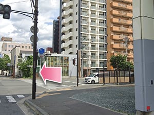 ⑮横断歩道を渡ってまっすぐ進んでください。